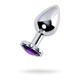 Metal Silver Anal Plug With Heart Shaped Crystal Gem Medium - - Butt Plugs